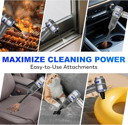 KedeeSparkle Handheld Car Vacuum Cleaner, 4-in-1 Cordless Vacuum Cleaner, 22000 PA High Power Portable Car Vacuum with Brushless Motor, for Home, Office, Camping (Silver Blue)