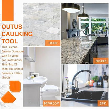 Outus 2 Pieces Caulking Tool Set Silicone Sealant Grout Finishing Tool for Kitchen Bathroom Floor Sealant Sealing (Orange)