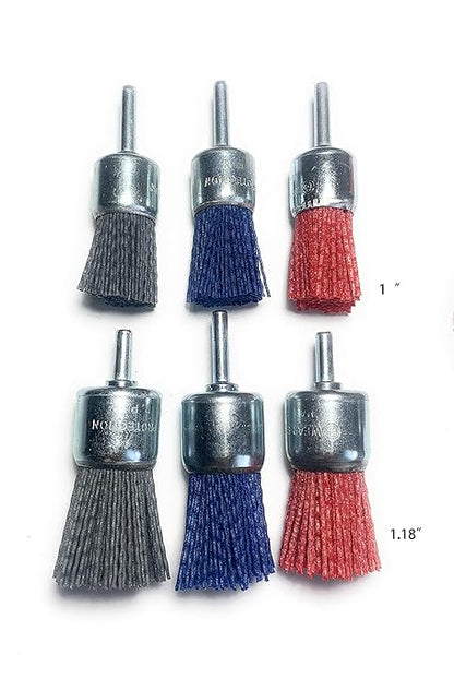 Signi 12 Pack Nylon Bristle Filament Abrasive Brush Drill Wheel and Cup Brush Set with 1/4 Inch Shank, Surface prep Remove Rust/Corrosion/Paint (2.5" Wheel, Straight Shank)