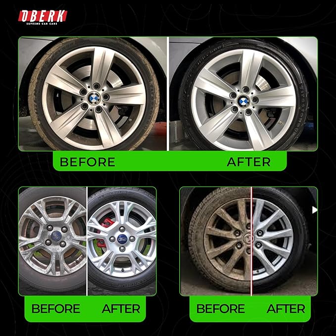 Oberk 2-in-1 Wheel Cleaner & Iron Remover – pH Neutral Iron Decon Spray for Car Detailing – Safe on Painted, Chrome, Aluminum, Powder-Coated Wheels (2 in1 Wheel Cleaner Gallon - 128oz)