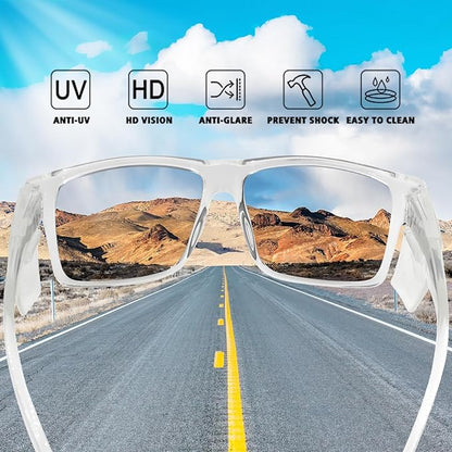 JING LEI Safety Glasses with Removable Side Shield,UV400 Protection Goggles, Rectangle Black Sun Glasses for Women Men Work
