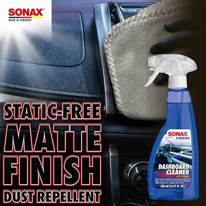 SONAX Premium Auto Interior Kit | 5-Piece Complete Interior Cleaning Set | Dashboard Cleaner, Leather Foam, Upholstery & Carpet Cleaner, Glass Cleaner & Dirt Eraser | Professional Car Detailing Kit