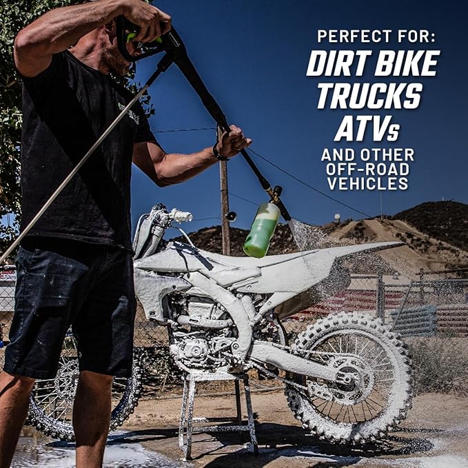 Slick Products Total Off-Road Wash Super Concentrate – Thick Foaming Car Wash Soap with Hybrid-Ceramic Formula for Dirt Bikes ATV UTV Trucks Jeeps and More – Foam Cannon Ready – 16 oz