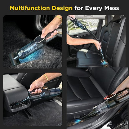 Luminoire Car Vacuum Portable Cordless, 18500Pa Cordless 2-in-1 Vacuum & Air Duster, 5000mAh Battery, 130W Brushless Motor, Handheld with LED Light, Multi Nozzles for Car, Home, Office, Pet