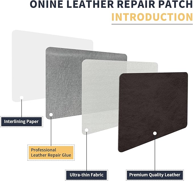 ONine Leather Repair Patch，Leather Repair Tape, 16 x 90 inches Leather Repair Patch for Furniture,Vinyl Repair kit，Leather Couch Patch，for Sofas, Furniture, car Seats, Office Chairs(Dark Brown)