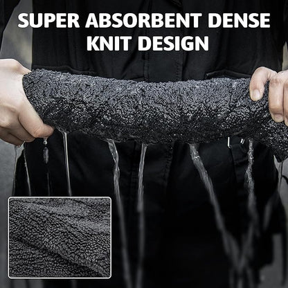 Greenfound Microfiber Towel for Cars, 1000GSM Car Drying Towel, Double Twist Pile & Edgeless Design, No Streaks, Scratches, or Water Spots, Soft and Absorbent, 18"×24", Wave Grey
