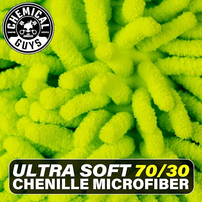 Chemical Guys MIC49302 Chenille Premium Scratch-Free Microfiber Wash Mitt, Lime Green, 9.6" x 2.3" x 7" (Pack of 24)