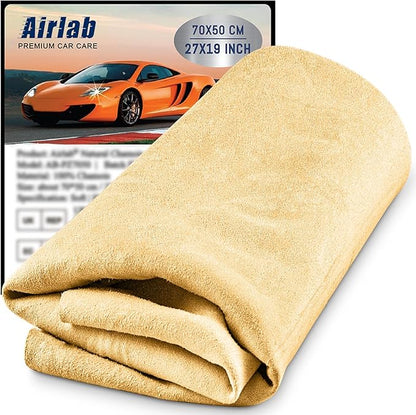 Chamois Cloth for Car 20'' x 27.6'' (3.7 sq ft) Shammy Towel Car Wash Drying Towel Absorbent Real Leather Lint Free Streak Free Cleaning Cloth
