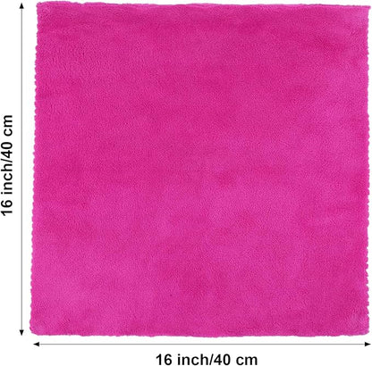 Shimeyao 30 Pcs 16 x 16 Inch Edgeless Microfiber Plush Towels for Cars Detailing Drying Wash Polishing Absorbent Cleaning Cloths, 500 GSM (16 x 16 Inch, Fuchsia, 30 Pcs)