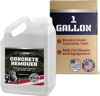 Heavy Concrete Remover – Dried Concrete & Cement Dissolver (Non-Corrosive, Biodegradable Acid Alternative), Safe on Equipment, 1-Gallon Jug