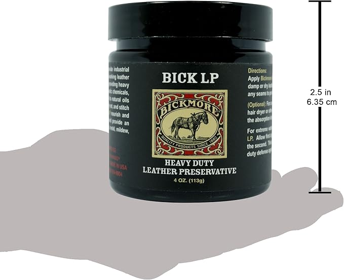 Bickmore Leather Conditioner, Scratch Repair Bick LP 4oz - Heavy Duty LP Leather Preservative | Leather Protector, Softener and Restorer Balm for Dry, Cracked, and Scratched Leather | Made in USA