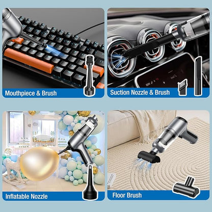 Fanisic Car Vacuum Handheld Vacuum Cleaner/Air Duster, 18000PA Strong Suction with Brushless Motor, Rechargeable Dust Buster/Hand Pump Low Noise for Car Detailing Home Office Cleaning