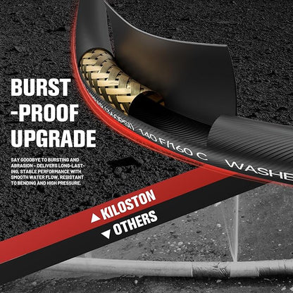 33FT Steel Wire Braided Washer Hose – Kink-Resistant, 248Bar / 3600 PSI, Burst-Resistant Replacement Hose with M22 Fittings – Compatible with Ryobi, Greenworks, Troy-Bilt, Most Power Washers.