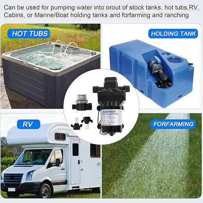 3.0 GPM 12V 55 PSI Revolution Water Pump Compatible with Camper, RV, Shower, Sprayer Replace# 4008-101-A65, 4008-101-E65