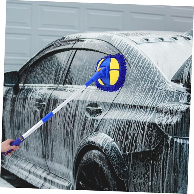 Extendable Car Wash Mop Chenille Cleaning Tool for Cars Trucks and Suvs Design for Easy Storage and Use for Interior and Exterior Detailing