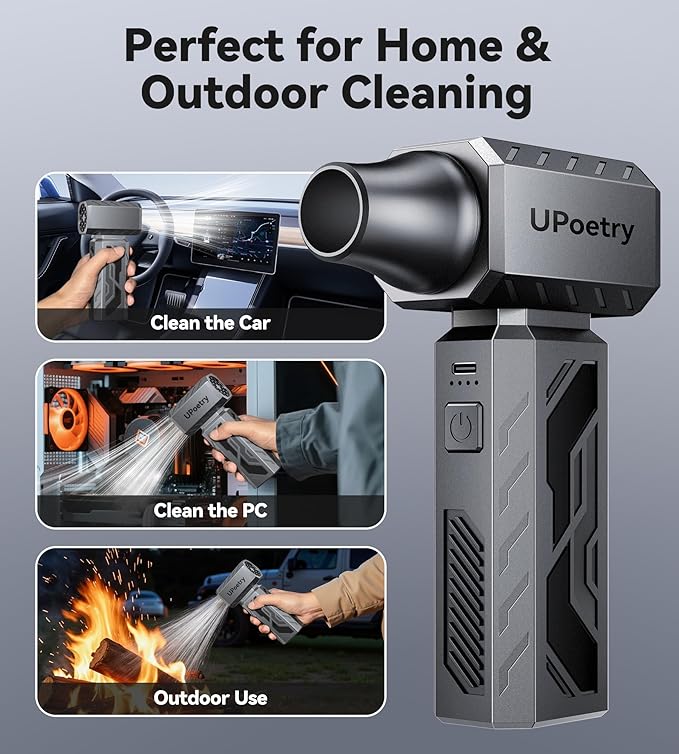 Compressed Air Duster, 130000RPM Electric Air Duster Brushless Motor with Stepless Speed Adjustable, Rechargeable Fast Charging Cordless Mini Air Blower for PC, Keyboard, Car, Home & Outdoor