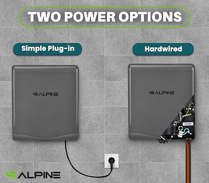 Alpine Commercial Hand Dryer with HEPA Filter, 8 Seconds Extreme Speed Electric Hand Dryer for Home Bathroom/Restaurant with Heat & Speed Control - ADA Compliant (120V Grey)