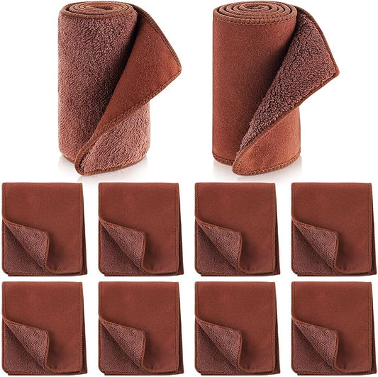 10 Pcs Shine Shoes Cloth Kit Polish Dauber Applicators Cleaning Leather Shoes Boots Microfiber Care Cloths Suede Cleaner