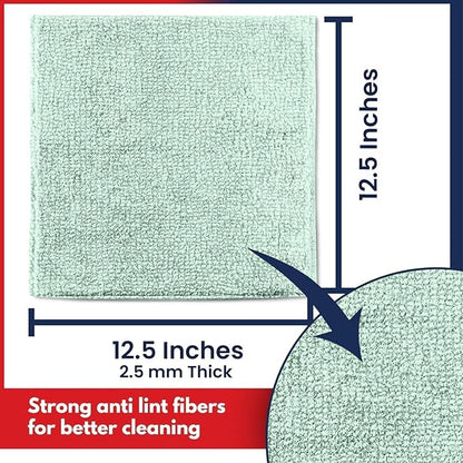 USANOOKS Microfiber Cleaning Cloth - Sea Green - 100Pcs (12.5x12.5 inch) High Performance - 1200 Washes, Ultra Absorbent Car Towel Traps Grime & Liquid for Streak-Free Mirror Shine - car Washing cloth