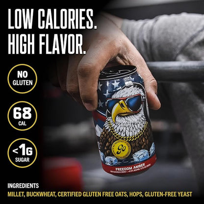 Go Brewing - Freedom West Coast Pale, Amber, and Hazy IPA Non-Alcoholic Craft Beer - Small Batch Brew with Classic Ingredients - Low-Calorie & Crafted Without Gluten - Bold, Balanced Taste (12 Oz, 12 Cans)