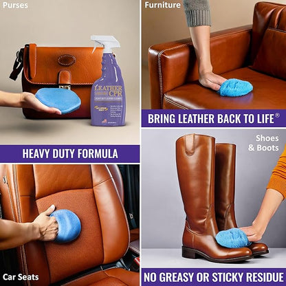 Leather CPR Heavy Duty Leather Cleaner 22oz - Car Interior Cleaner For Heavy Dirt & Grime, Heavily Soiled Furniture Leather Cleaner For Couch, Car Seat,Purses, Shoes, Boots, & More