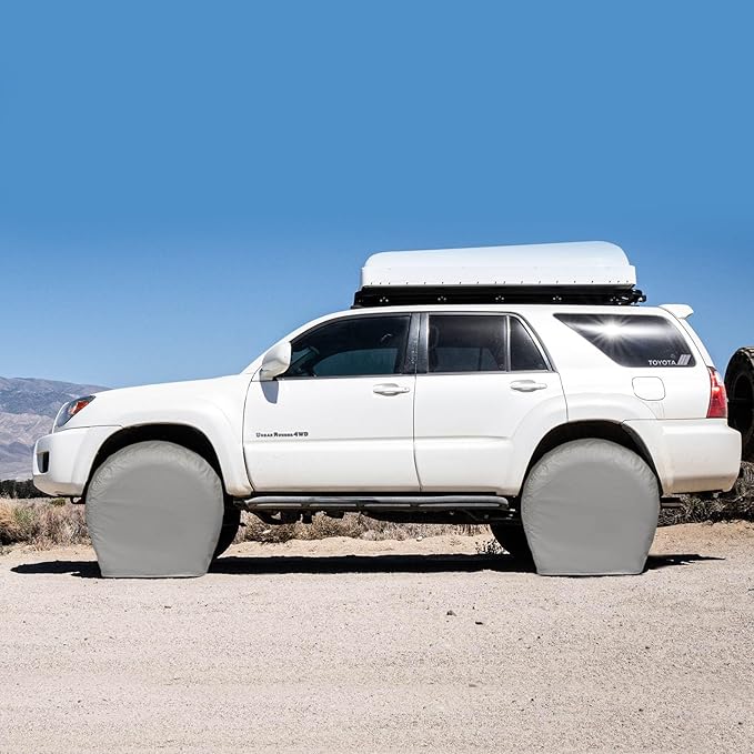 Explore Land Tire Covers 4 Pack - Tough Wheel Protector for Truck, SUV, Trailer, Camper, RV Universal Fits Tire Diameters 35-38.75 inches, Charcoal