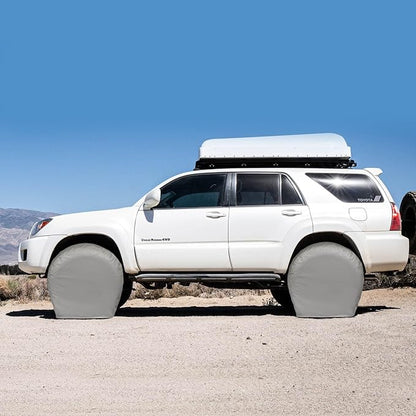 Explore Land Tire Covers 4 Pack - Tough Wheel Protector for Truck, SUV, Trailer, Camper, RV Universal Fits Tire Diameters 23-25.75 inches, Charcoal