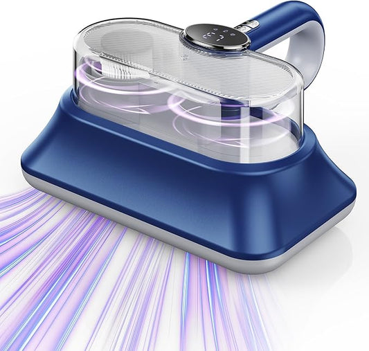 Mattress Vacuum Cleaner Powerful Vibration Cordless Sofa Bed Vacuum Cleaner with UV-C Light, Type-C Charging Port and LED Display, HEPA Filter, Versatile Handheld Vacuums for Bed, Couch, Crib, Carpets
