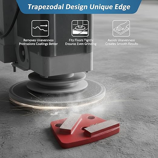 3PCS Trapezoid Diamond Floor Grinding Pads Discs Grit #30 for Floor Grinder 2-Tooth Long Strip Tooth