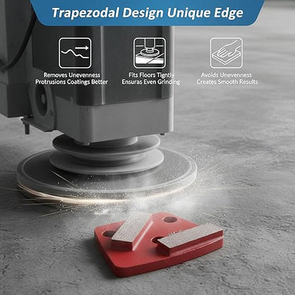 3PCS Trapezoid Diamond Floor Grinding Pads Discs Grit #30 for Floor Grinder 2-Tooth Long Strip Tooth