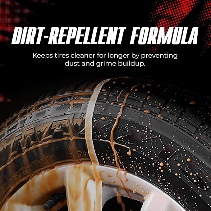 TEAM UNIQUE Tire Shine Satin – 18.6 Fl Oz (550mL) | Advanced Formula for a Lasting Satin Sheen | Protects Tires from Cracking and Fading | Low-Sling Spray for Easy Application on All Tire Types