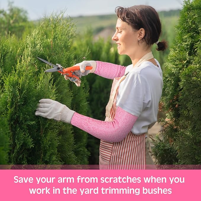 Geyoga 2 Pairs Arm Sleeves Guards Arm Protectors for Thin Skin and Bruising Protective Cut Resistant Sleeves for Men Women(Large,Hppe,Gray, Pink)