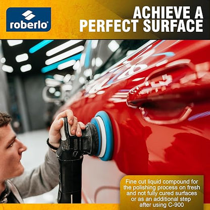 ROBERCAR F910 Fine Cut Liquid Compound - Premium Buffing, Cutting, & Polishing Compound for Automotive Paint Restoration, Polishing Kit - 1KG - High-Gloss Finish