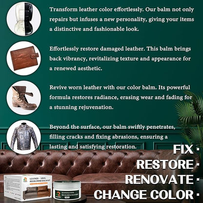 RABEKIM White Leather Repair Kit, Leather Recoloring Balm – Restore & Repair Faded Leather on Couches, Car Seats, Shoes & Furniture | Leather Color Restorer & Conditioner | Easy DIY Application
