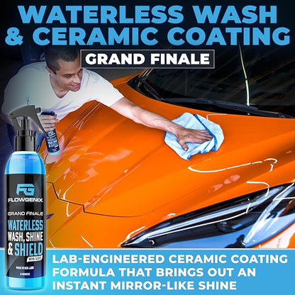 Grand Slam 4-Pack Includes Waterless Car Wash Spray + Instant Car Scratch Remover Repair + Streak Free Window and Glass Cleaner + All Purpose Cleaner for Auto Detailing, 2 Microfiber Towels