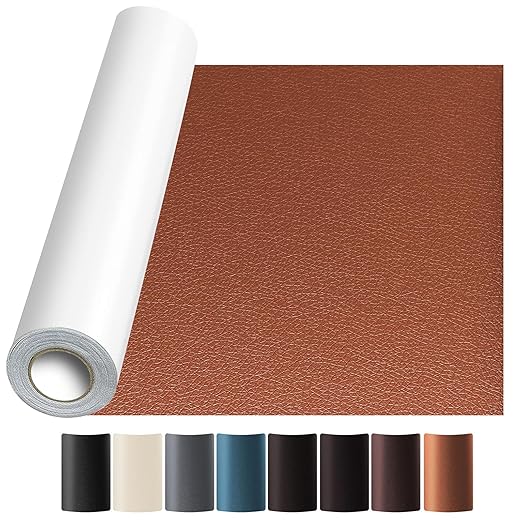JuCheng Leather Repair Kit -Leather Repair Patch Self-Adhesive Waterproof Patch & Glue for Furniture, Car Seats, Sofa, Couch, Vinyl - Instant Fix for Tears & Scratches (Light Brown, 17X79 inch)