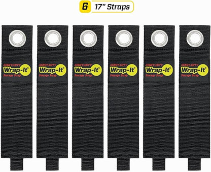 Heavy-Duty Wrap-It Storage Straps, 17-inch (6 Pack) - Extension Cord Organizer, Storage, Cord Straps, Cable Straps for Hoses, Rope, RV, Workshop, Boat, Tools, and Garage Wall Storage and Organization