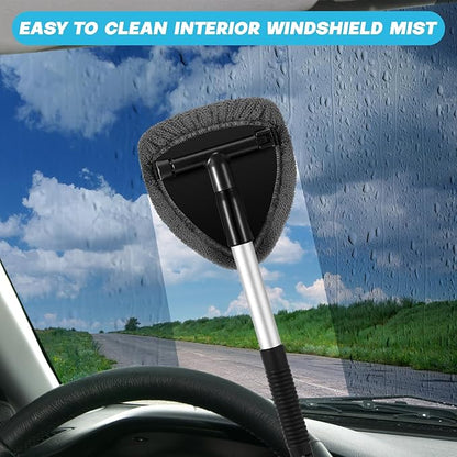 8 Pcs Car Windshield Cleaner Tool Kit with Extendable Handle, Microfiber Towel Pads, Brush, Empty Spray Bottle for Auto Glass Wiper Suvs Rvs & Home Windows(Grey)