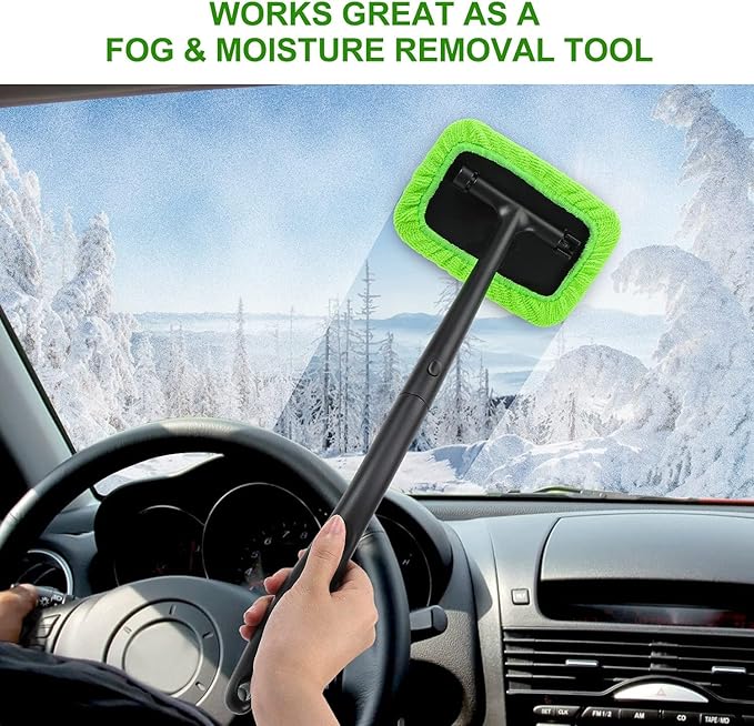 Xindell Windshield Cleaner Tool – Inside Car Window Cleaning Kit with 22“ Detachable Handle, Interior Windshield Squeegee for Clear Vision, Auto Detailing Kit for Car, Home & Outdoor Windows