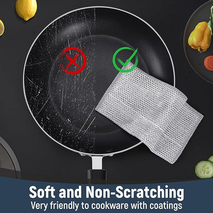 3 Layers Non Scratch Wire Dish Cleaning Supplies 45PCS - Wire Dishwashing Rag Home Essentials-Reusable Steel Wool Scrubber Washcloths,Kitchen Towels and Dishcloths Set for Pans Sinks & Cookware