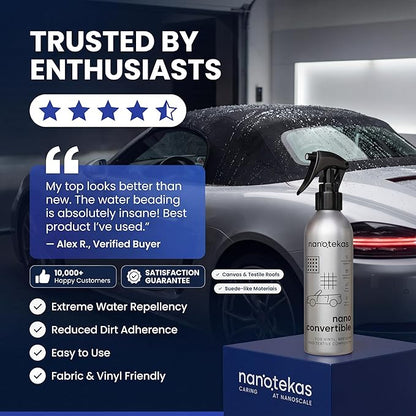 Convertible Nano Ceramic Coating for Car Roofs - Waterproof Hydrophobic Coating for Cabrio Tops - Fabric & Vinyl Friendly Soft Top Cleaner - 250 ml Long-Lasting Roof Coating Protectant