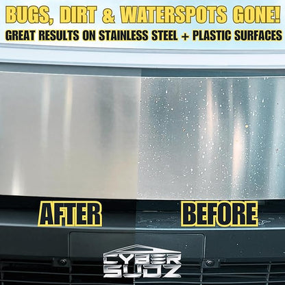 Waterless Stainless Steel Wash,For Tesla CyberTruck Exterior Surfaces - Removes Fingerprints, Water Spots, Dirt & Bird Droppings. Made in USA, 1 Gallon (128 Fl. Oz)