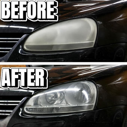 Flitz Car Headlight Restoration Kit - USA-Made Headlight Cleaner and Restorer Kit - Includes 1.7oz Polish, 1.7oz Sealant, 3" Buff Ball, and Scuff Pad - Removes Scratches & Yellowing on Automotive Lens