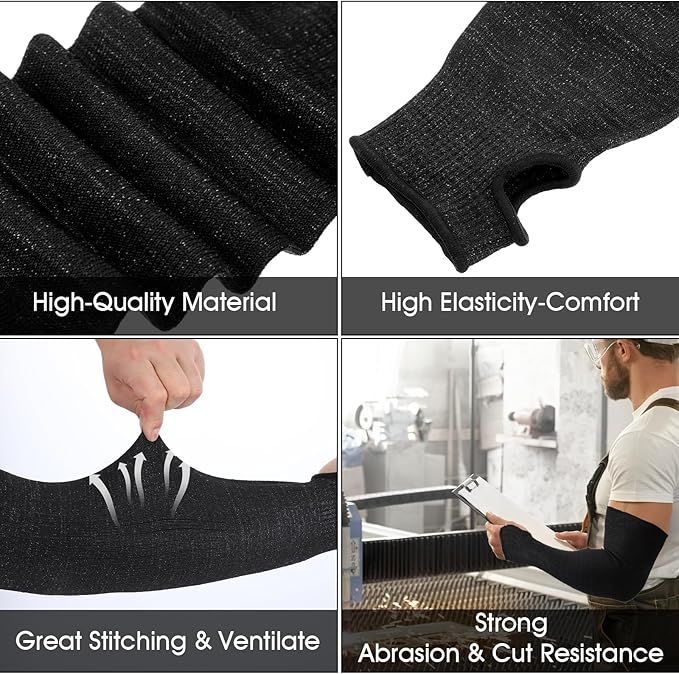 cobee 3 Pairs level 5 Cut Resistant Sleeves, 18 In Anti Cut Arm Protection Sleeves Thumb Slot Cut Protection Gardening Sleeves for Men Women Arm Protector for Thin Skin