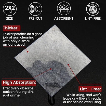 PINGMIC Gun Cleaning Supplies - Gun Cleaning Patches and Long Cotton Swabs Set, 6" Cotton Swabs, Lint Free Cloth Fit Most Caliber Firearms