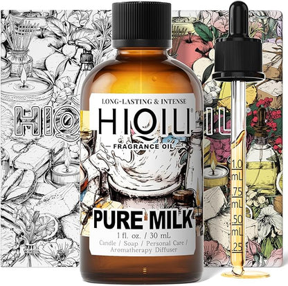 HIQILI Pure Milk Fragrance Oil for Home Diffuser, Ideal for Making Soap, Candles, Sugar Scrub, Skin & Body, Pet Safe - 1 Fl Oz