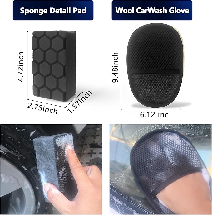 7PCS Car Wheel & Tire Brush Set, Tire Brush,Rims Brush,Microfiber Flat Wheel Brush, Detailing Brushes,Detailing Pads Interior, Exterior, Cleaning kit for Truck, SUV, RV, Motorcycle,Bikes