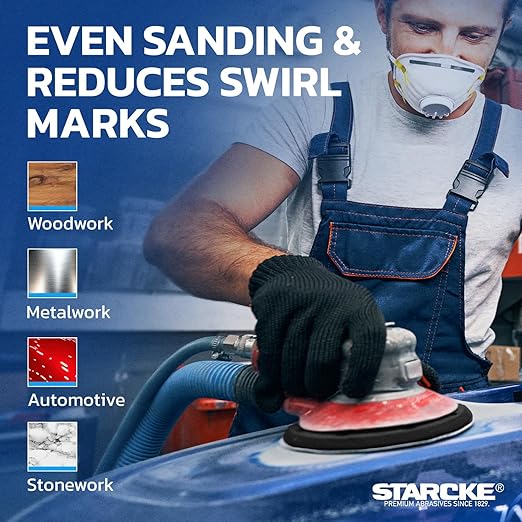 8 inch Sanding Disc Self Stick Orbital Sander Pads 25 Pack No Hole - Premium 36 Grit Sandpaper Discs Aluminum Oxide, Durable PSA Sand Paper, Round Sanding Discs Adhesive Back for Wood & Metal