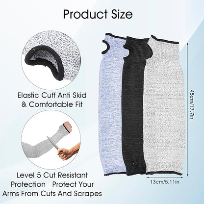 cobee 3 Pairs level 5 Cut Resistant Sleeves, 18 In Anti Cut Arm Protection Sleeves Thumb Slot Cut Protection Gardening Sleeves for Men Women Arm Protector for Thin Skin