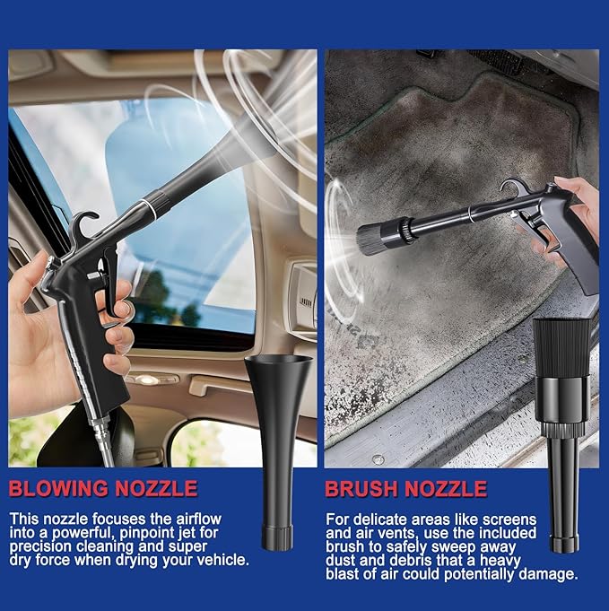 ESOW Car Cleaning Gun Detailing Dryer Air Compressor Blow Gun, Essential Car Detailing Kit and Supplies, High Pressure Air Blaster, Car Detailing Tools for Quick and Effective Dirt Removal, Black